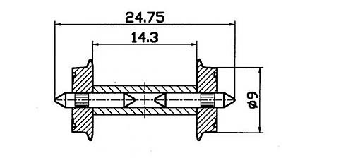 Roco 40191 - NEM-H0 DC Norm Radsatz mit geteilter Achse Ø 9 mm 2 Stk./Pkg