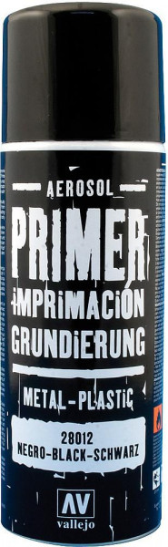 Vallejo 728012 - Primer (Grundierung) Sprühfarbe, schwarz, 400 ml