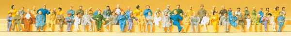 Preiser 79250 - Sitzende Reisende für Zugabteil, 60 Figuren, Einfachstbemalung