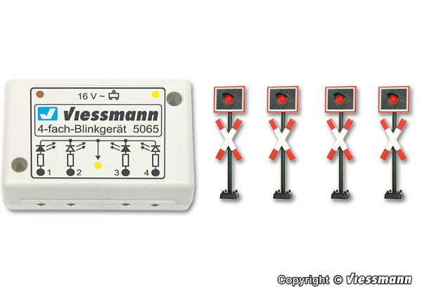 Viessmann 5835 - Andreaskreuze 4 Stück mit Blinkelektronik