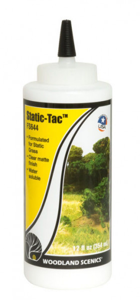 Woodland FS644 - Klebstoff durchsichtig matt trocknend, wasserlöslich "Static-Tac" 354ml