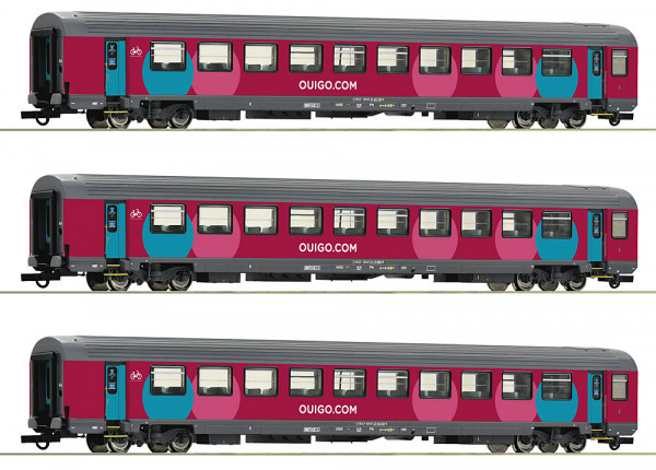 Roco 6200025 - SNCF Set 3-teilig Corail Reisezugwagen Ep.6, "Ouigo" - Design, Set 2