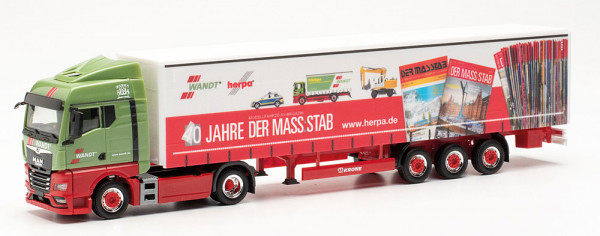 Herpa 315555 - MAN TGX GM Gardinenplanen-Sattelzug "Wandt / 40 Jahre Der Mass:stab"
