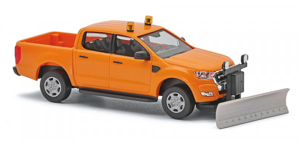 Busch 52862 - Ford Ranger Pritsche, orange, mit Schneepflug