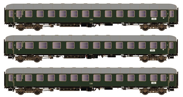Hobbytrain H43034 - DB Set Reisezugwagen "Schnellzug D83/84" 3-teilig Ep.3a, Flügelzug Stuttgart-Wür
