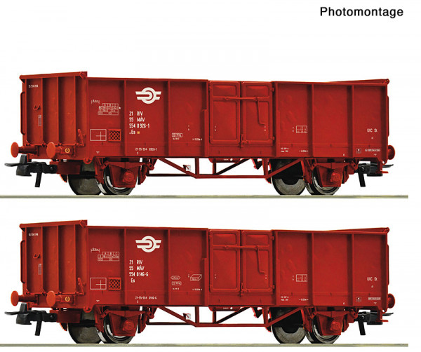 Roco 6600301 - MAV 2er Set offene Güterwagen MAV E5