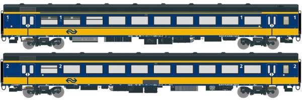 Exacttrain 11002 - NS Set 2-teilig Reisezugwagen ICRm Bpmz10 + Apmz10 gelb/blau Ep. 6, Inlandseinsat