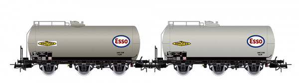 Jouef HJ6294 - SNCF Set 2-teilig Kesselwagen 3-achsig „ESSO“, silberne Farbgebung, Ep. 3