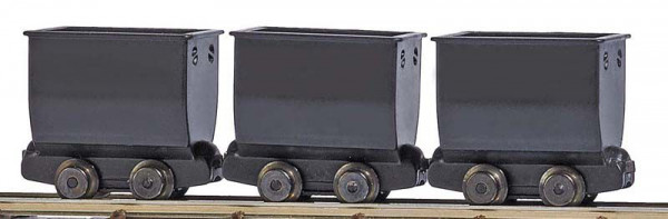 Busch 12260 - 3 schwarze Loren, Länge je Wagen: 19 mm