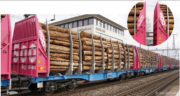 Sudexpress S657325 - ÖBB Innofreight Doppel Holztransportwagen Sggmrrs Ep.6, "500th Giga Wood"